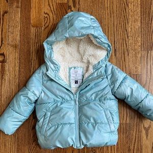 Gap Metallic Blue Winter Puffer Coat Size 3t
